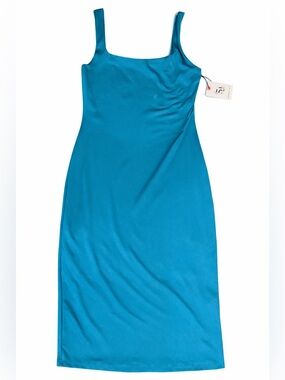 NWT Sincerely Jules Teal Square-Neck Midi Dress